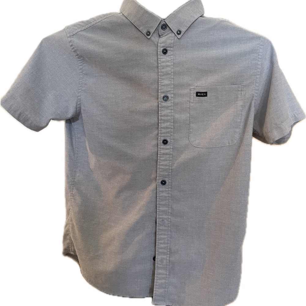 RVCA Light Gray Casual Button Down Shirt